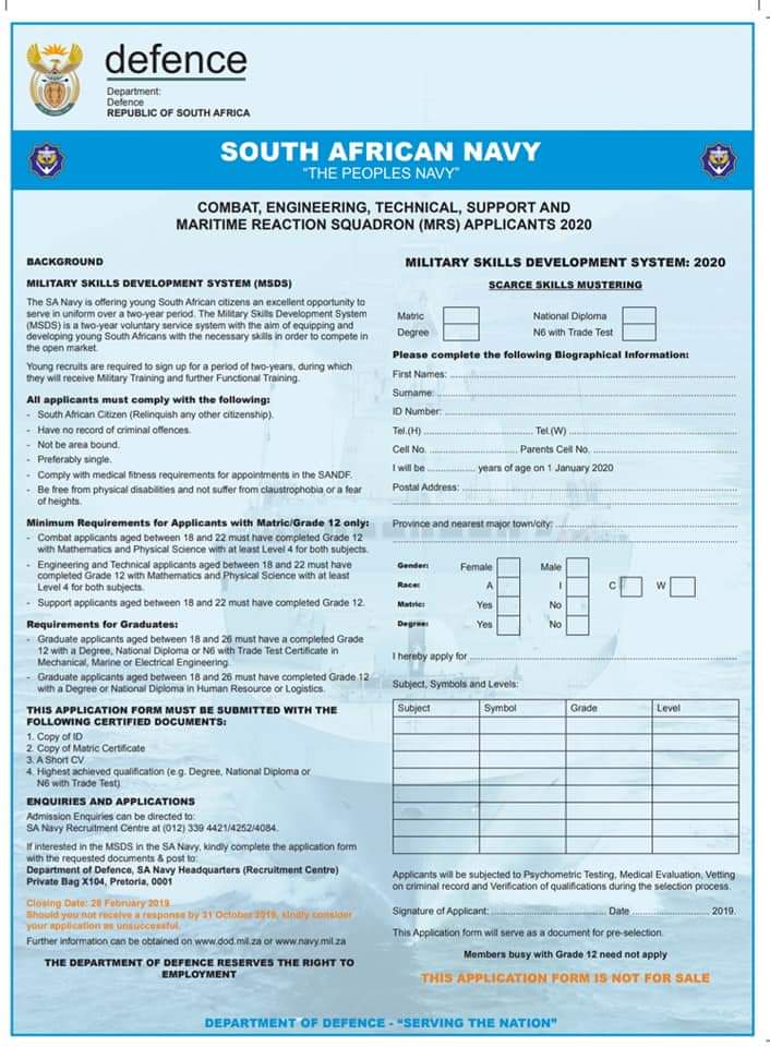 How To Apply For Jobs At The SA Navy